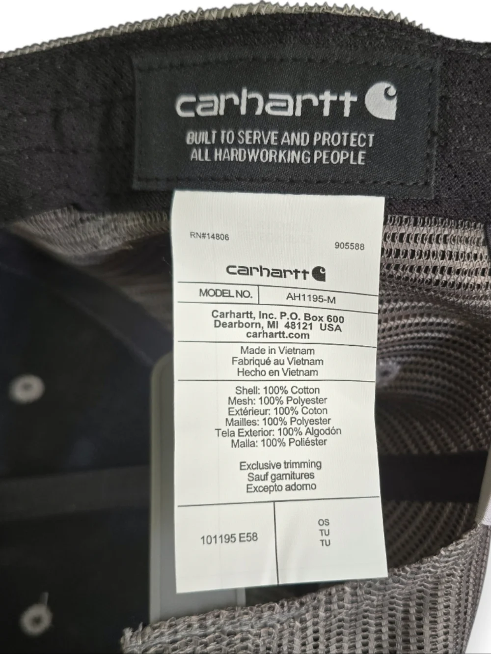 Carhartt 101195 Canvas Mesh-Back Trucker Hat Cap Asphalt Black NWT